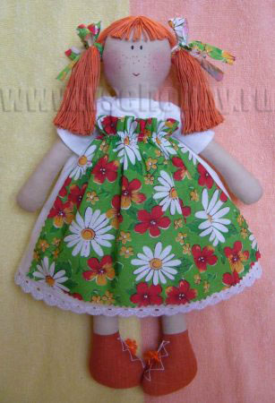 кукла из ткани рыжеволосая красавица ручной работы